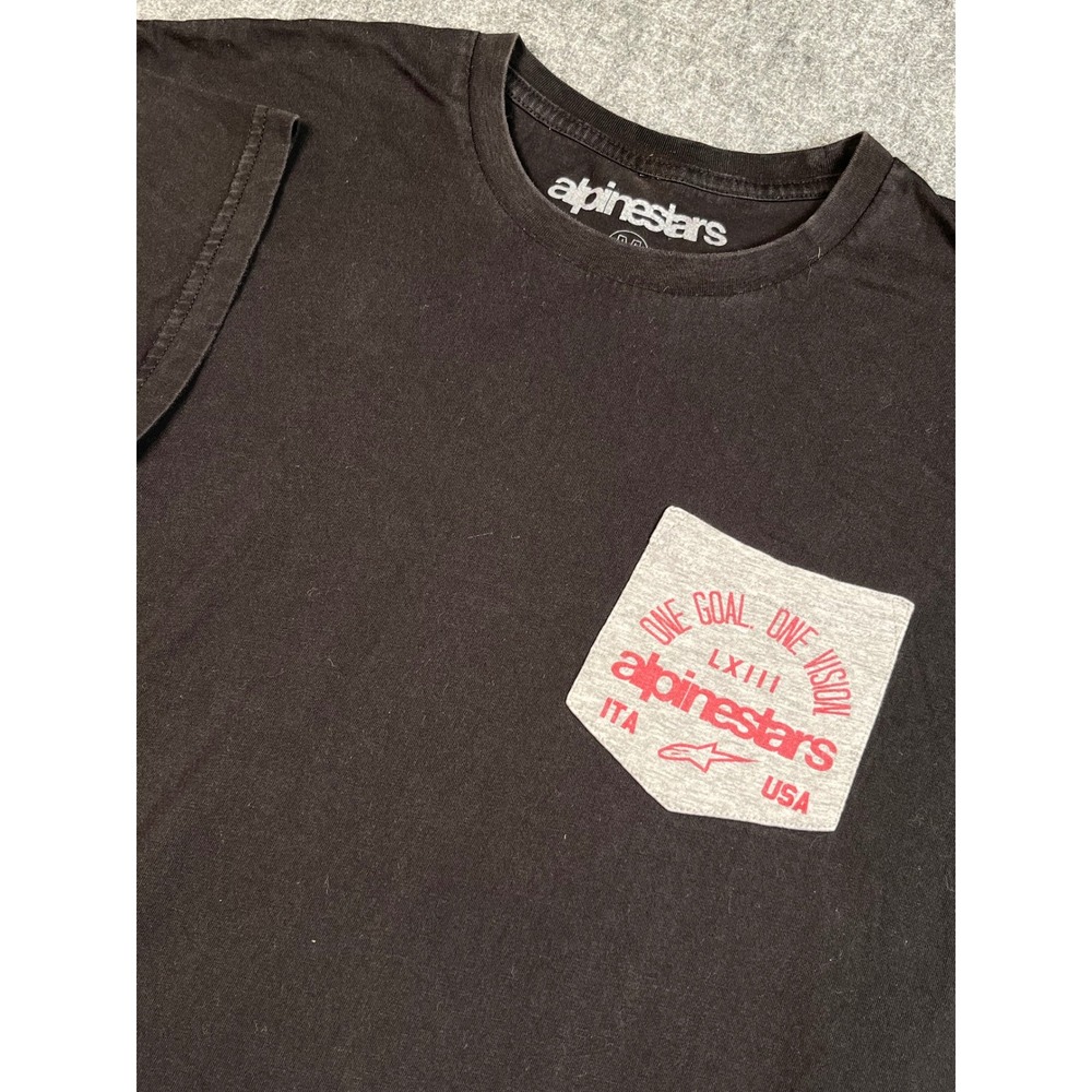 Alpinestars Black Graphic Pocket T Shirt ‎ Medium Motorcycle Racin Multi BLK Y2k